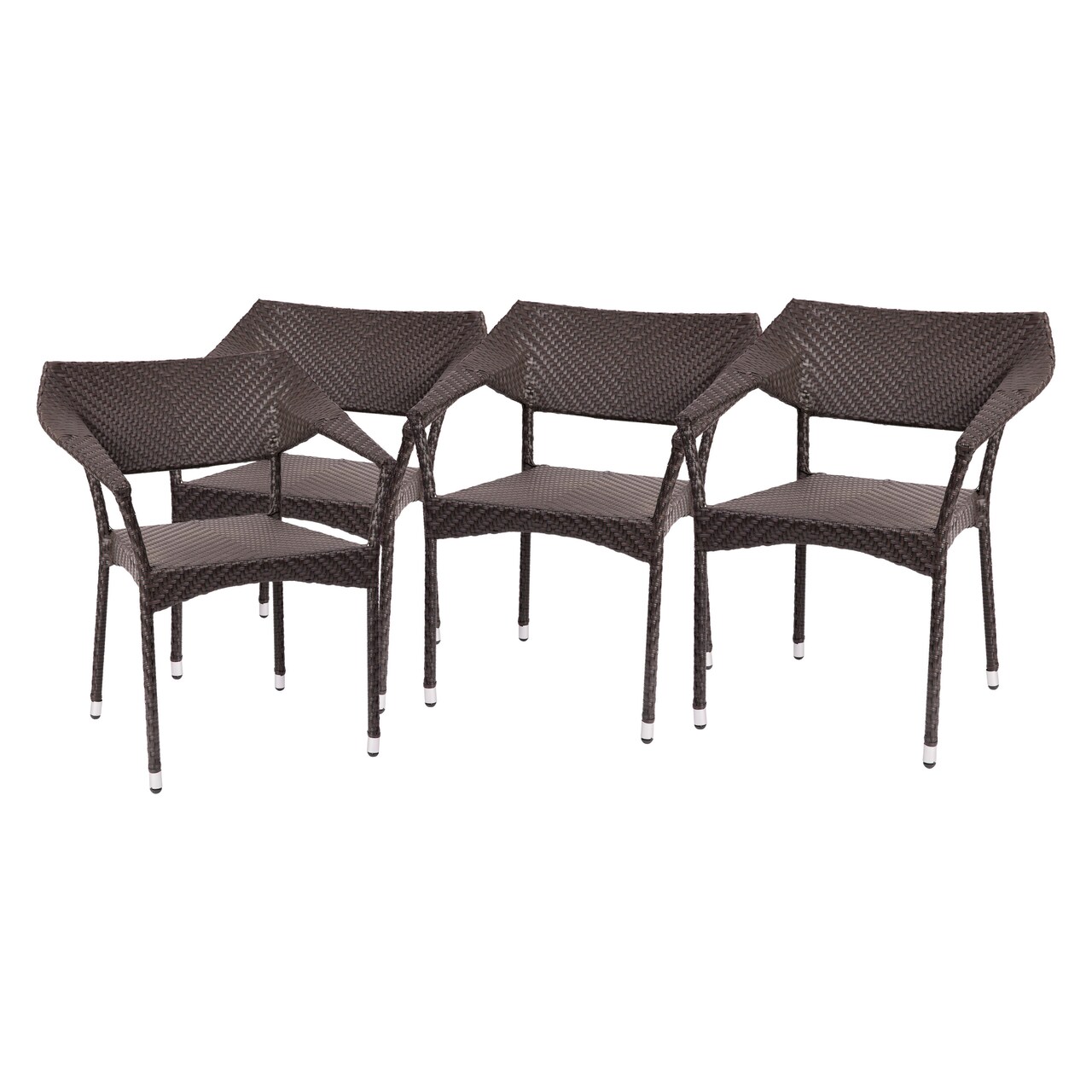 Merrick Lane Cheri Fade and Weather Resistant Modern PE Rattan Patio Dining Chair with Reinforced Steel Frame